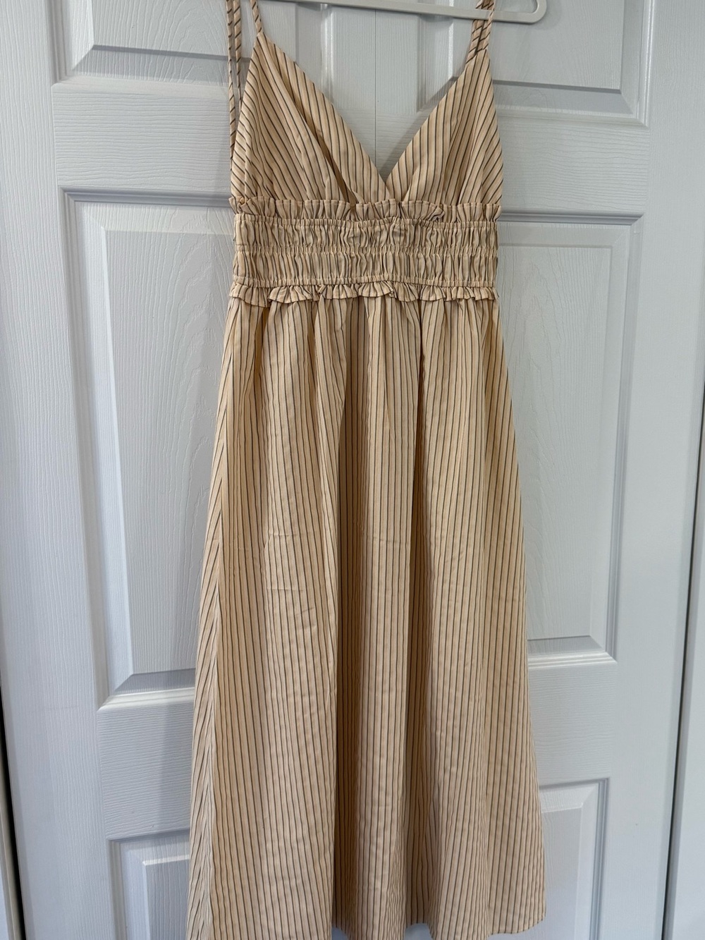 Johnny Becca Striped Midi Dress with V-Neck